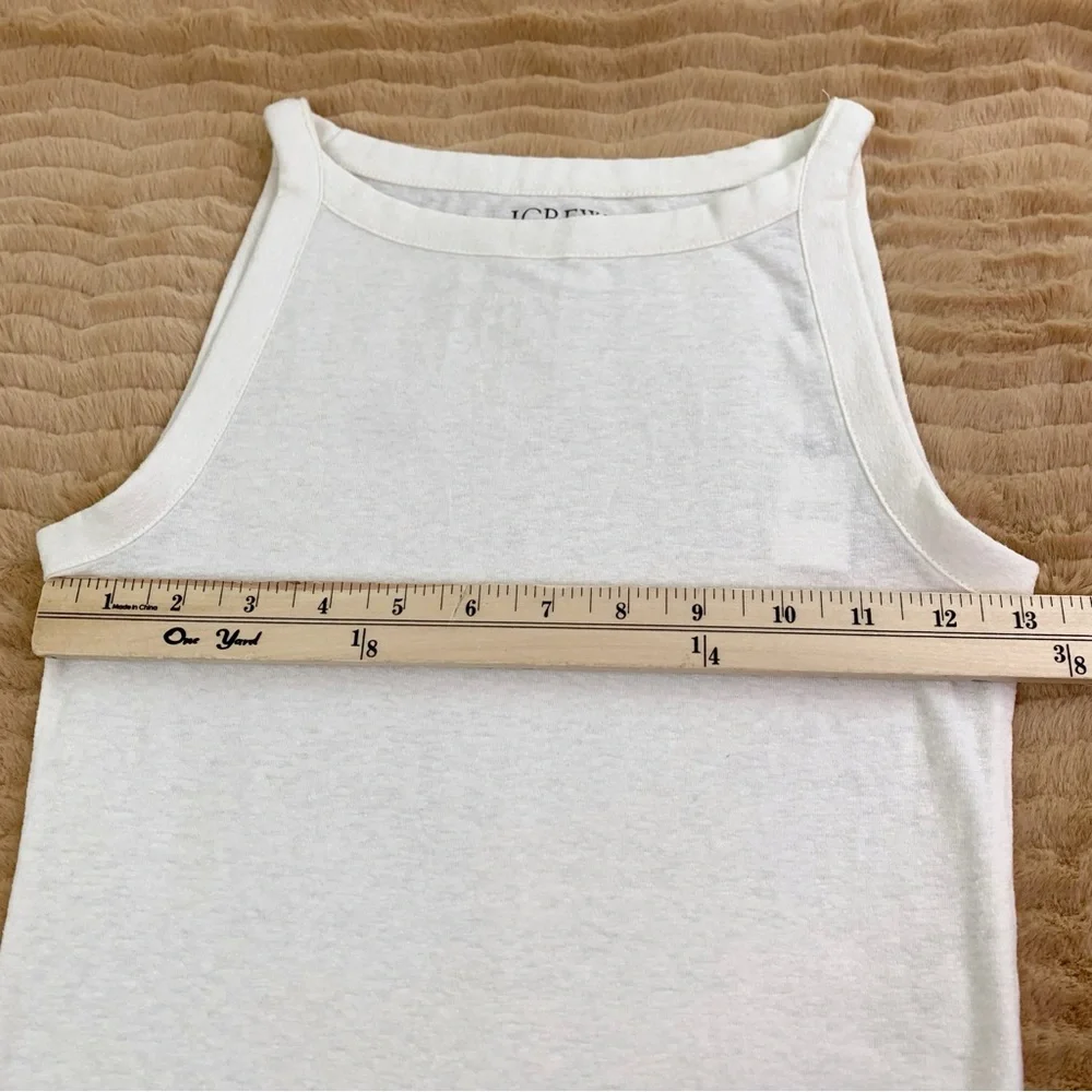 J Crew NWT High-neck tank top in stretch‎ linen blend in cream